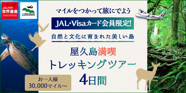 〔JAL・VISAカード会員限定〕～自然と文化に育まれた美しい島～屋久島満喫トレッキングツアー 4日間